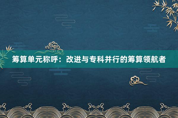 筹算单元称呼：改进与专科并行的筹算领航者